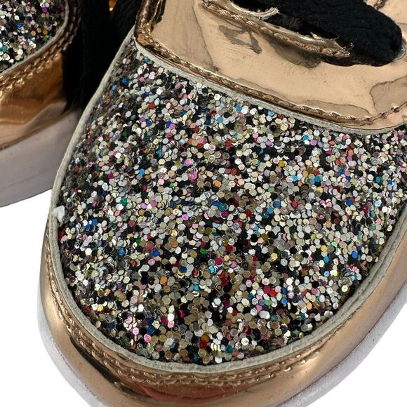 Glitter Metallic Rocking Sneakers Fashion Rose Gold Rainbow Glitter US Size 7 - Picture 8 of 10